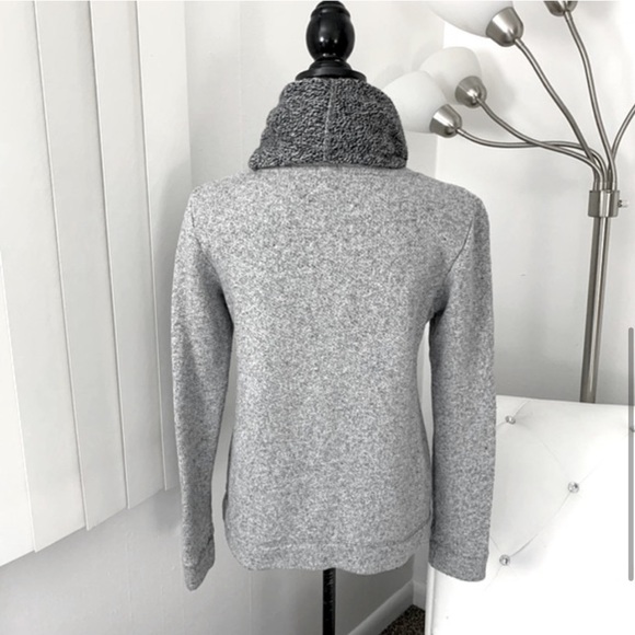 J. Crew $128 Heather Gray White Marled Wool Blend Funnel Cowl Neck Sweatshirt S - Picture 7 of 11